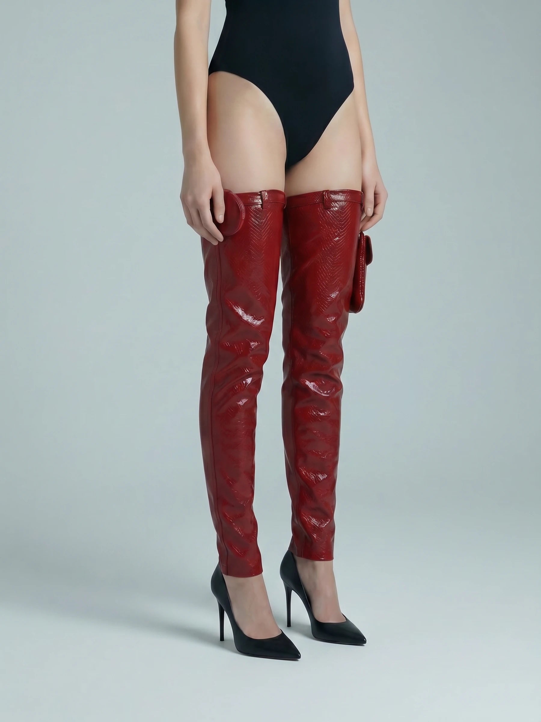 Lara Rouge Croco, vue trois-quarts