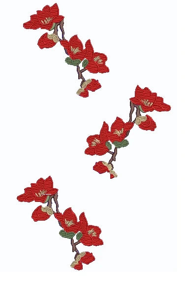 PIMP UP™ FLOWER EMBROIDERY — détail des broderies florales rouges