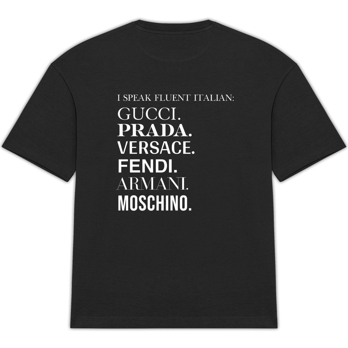 TEE SHIRT ITALIAN LANGUAGE NOIR
